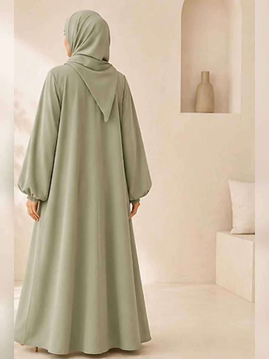 A-Line Jazz Abaya – Pistazie – Rückansicht | ZAVRYNE