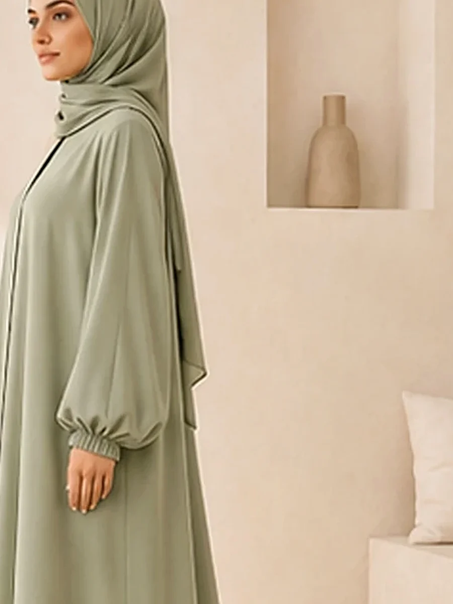 A-Line Jazz Abaya – Pistazie – Detailansicht | ZAVRYNE