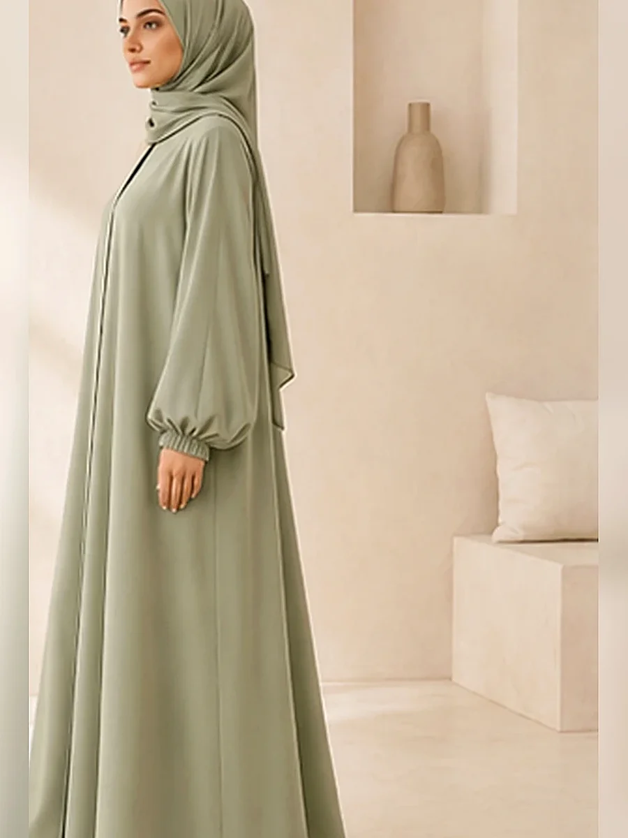 A-Line Jazz Abaya – Pistazie – Seitenansicht | ZAVRYNE