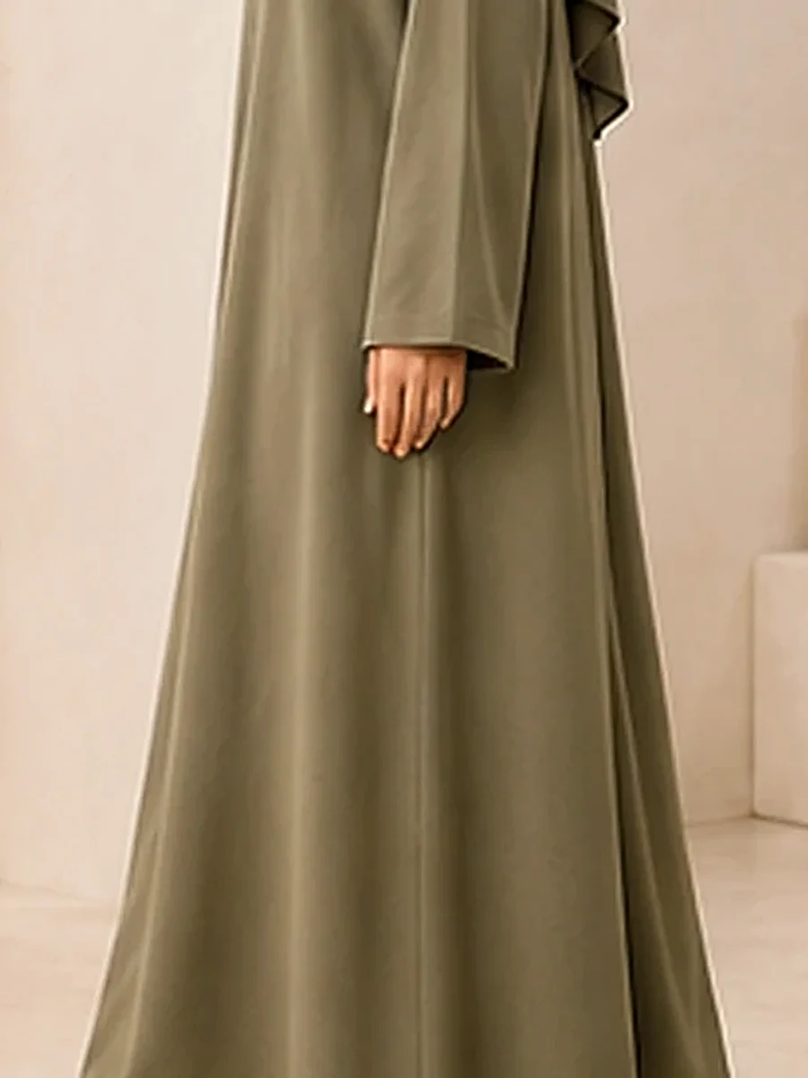 Cotton Abaya Mina – Olive – Materialdetail | ZAVRYNE
