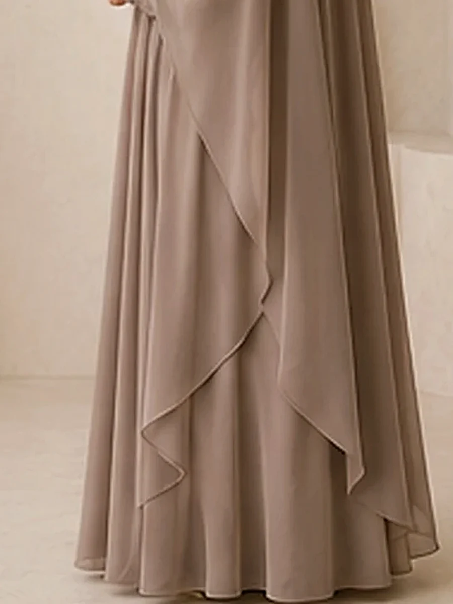 Double-Layer Maxi Chiffon Khimar – Mushroom – Materialdetail | ZAVRYNE
