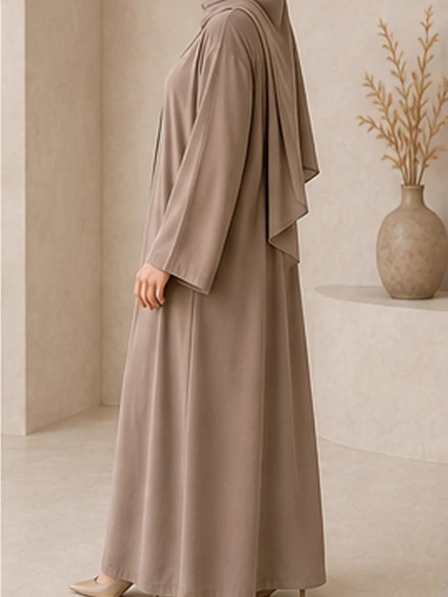Essential Abaya + Scarf – Pure Taupe