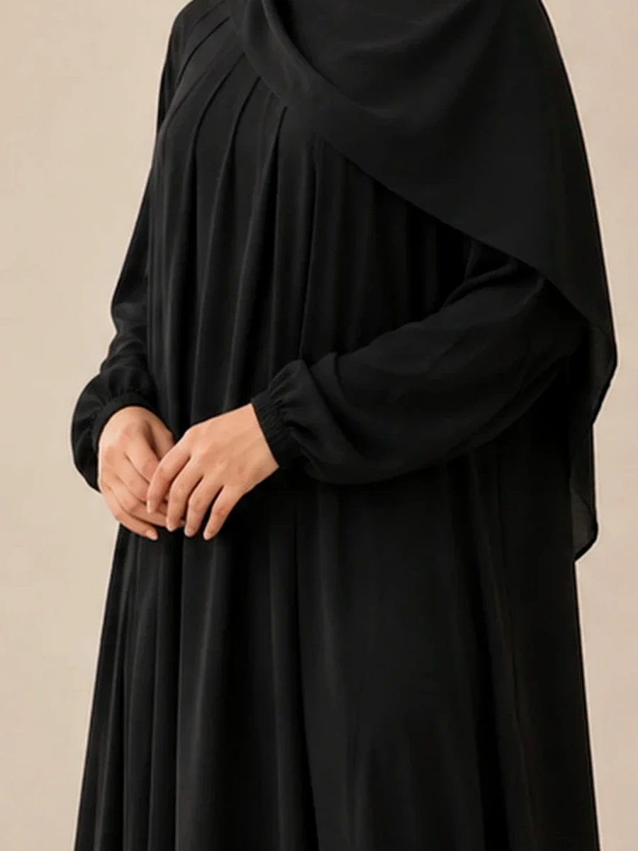 Huda Khimar Set – Schwarz – Materialdetail | ZAVRYNE