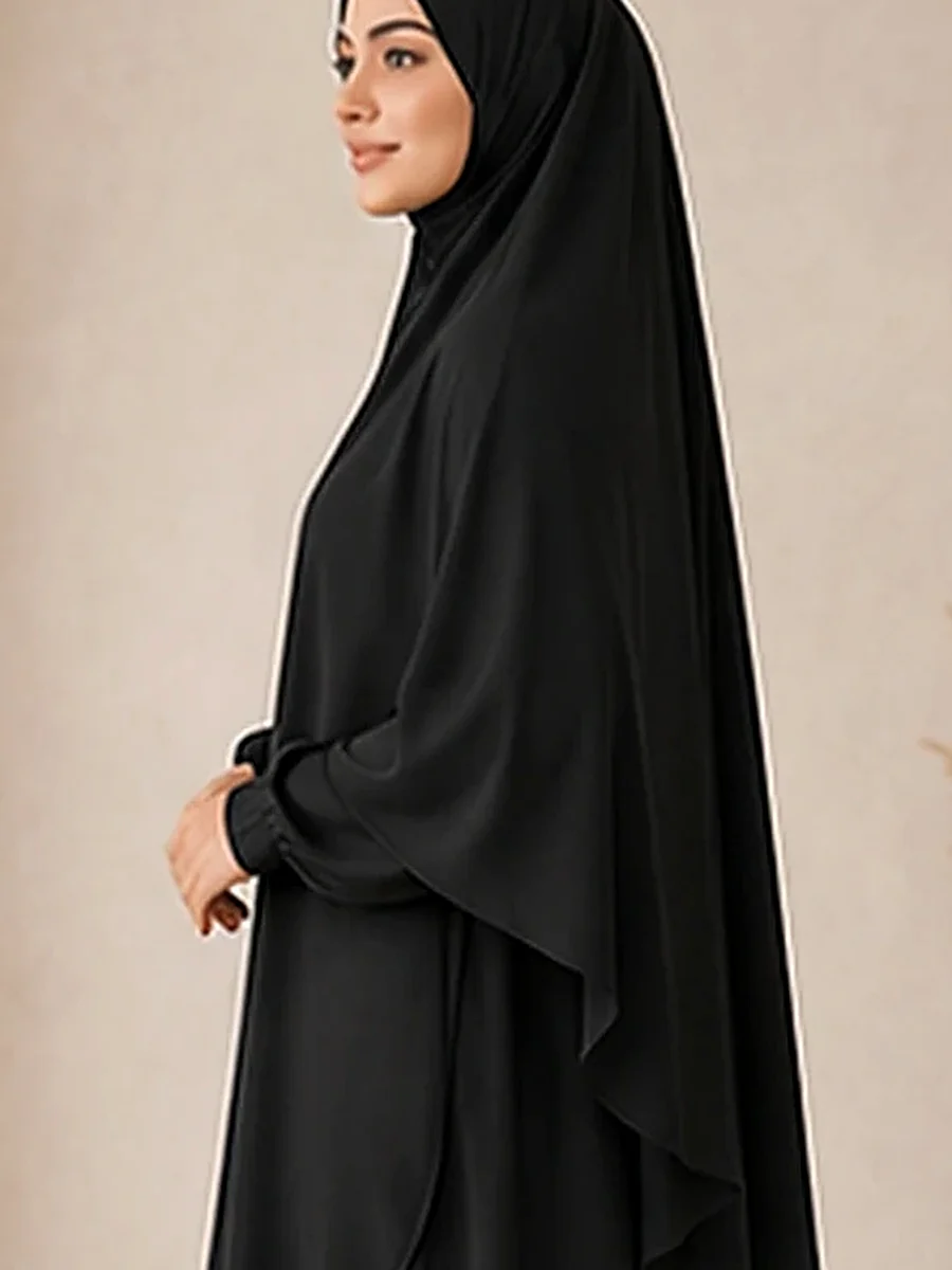 Jazz Khimar Set Marwa – Schwarz – Detailansicht | ZAVRYNE