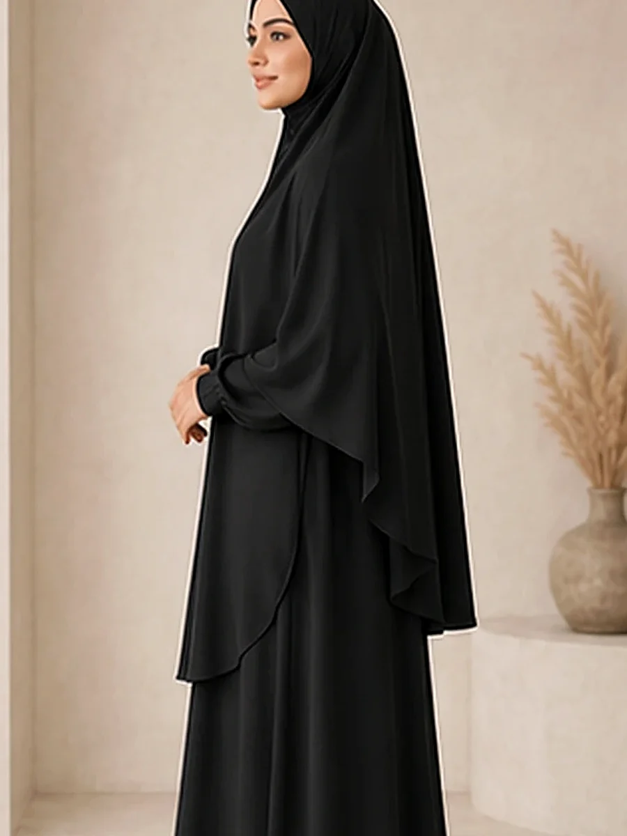 Jazz Khimar Set Marwa – Schwarz – Seitenansicht | ZAVRYNE