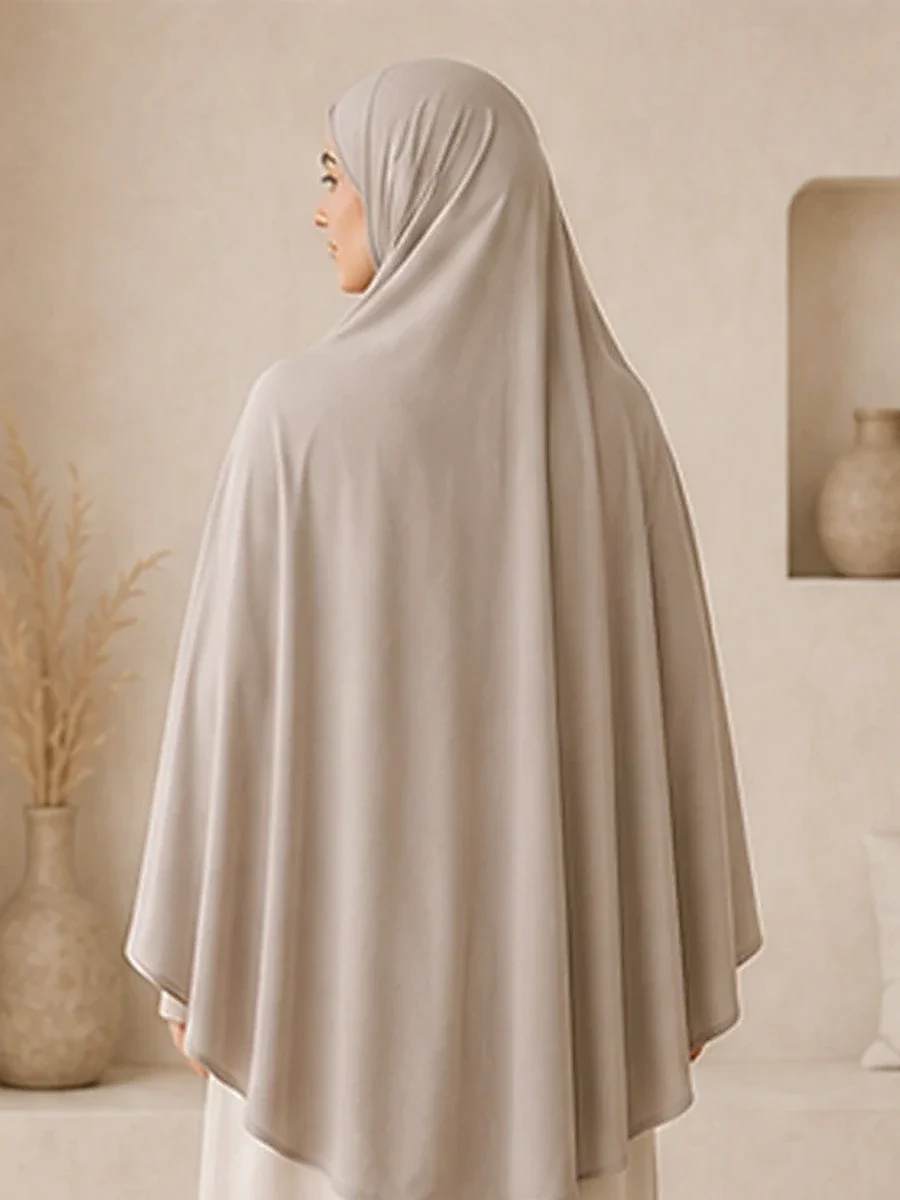 Jersey Bamboo Khimar – Medium Stone – Rückansicht | ZAVRYNE