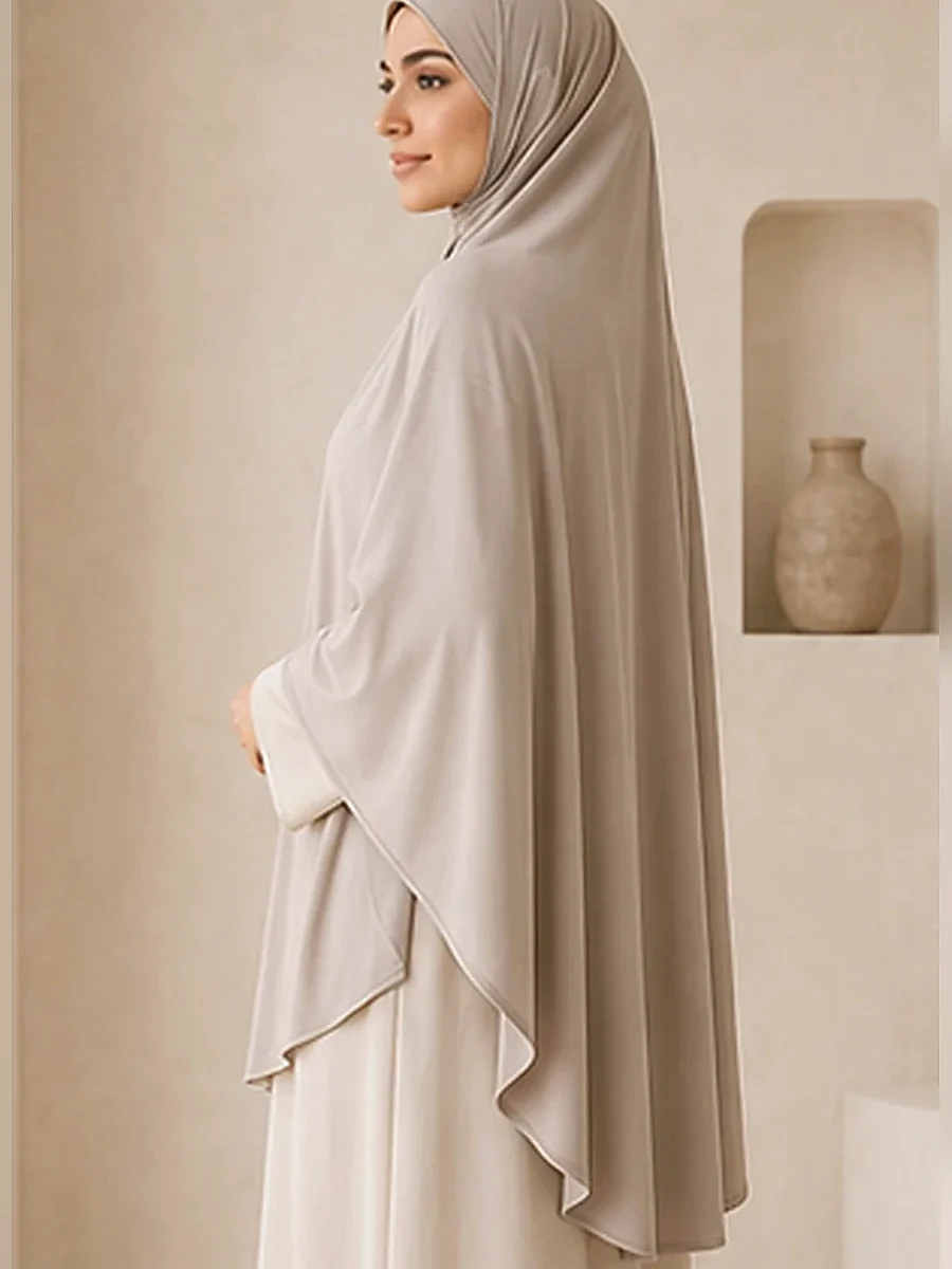 Jersey Bamboo Khimar – Medium Stone – Seitenansicht | ZAVRYNE