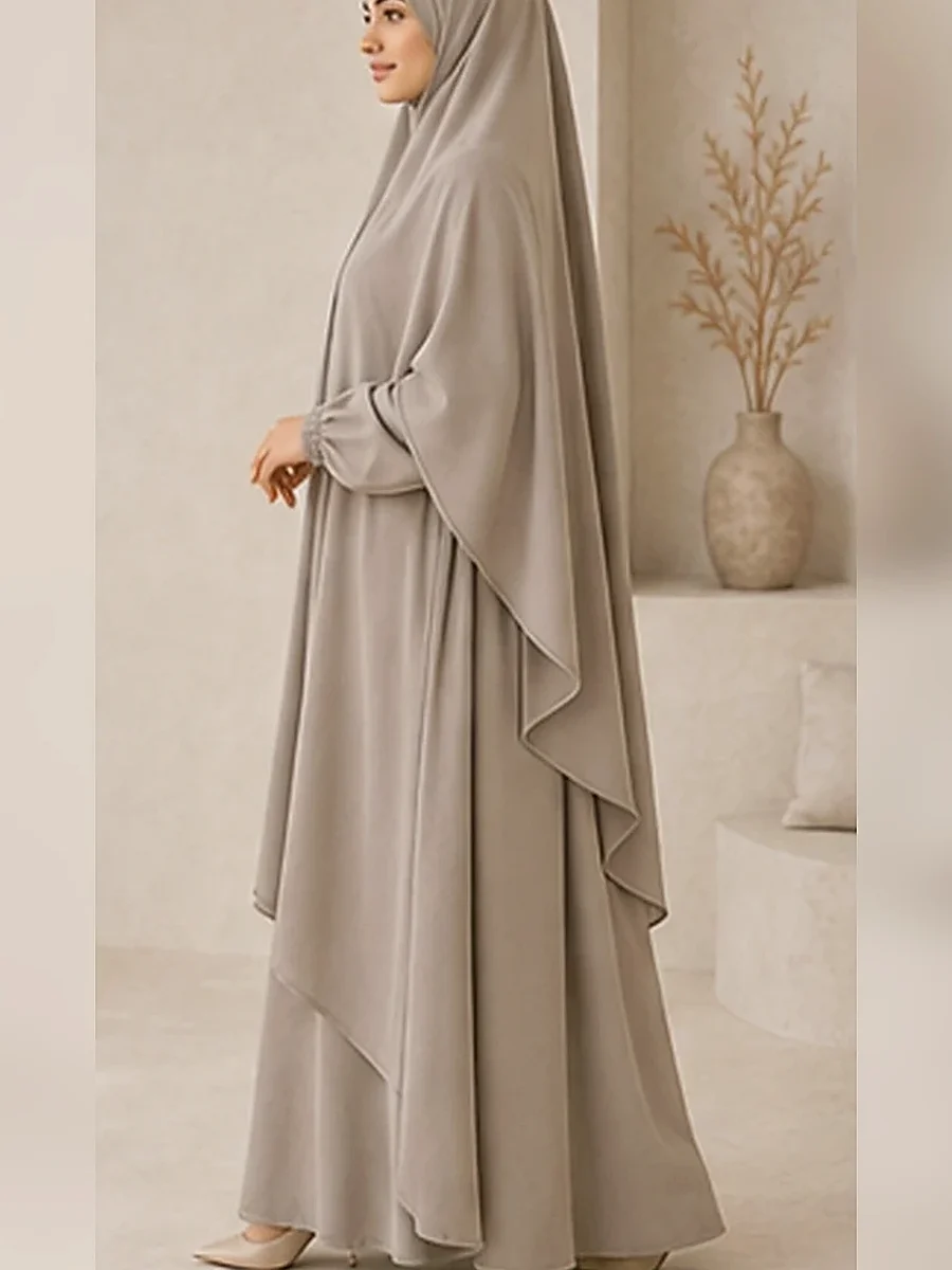 Khimarset Lamya – Greige – Side | ZAVRYNE