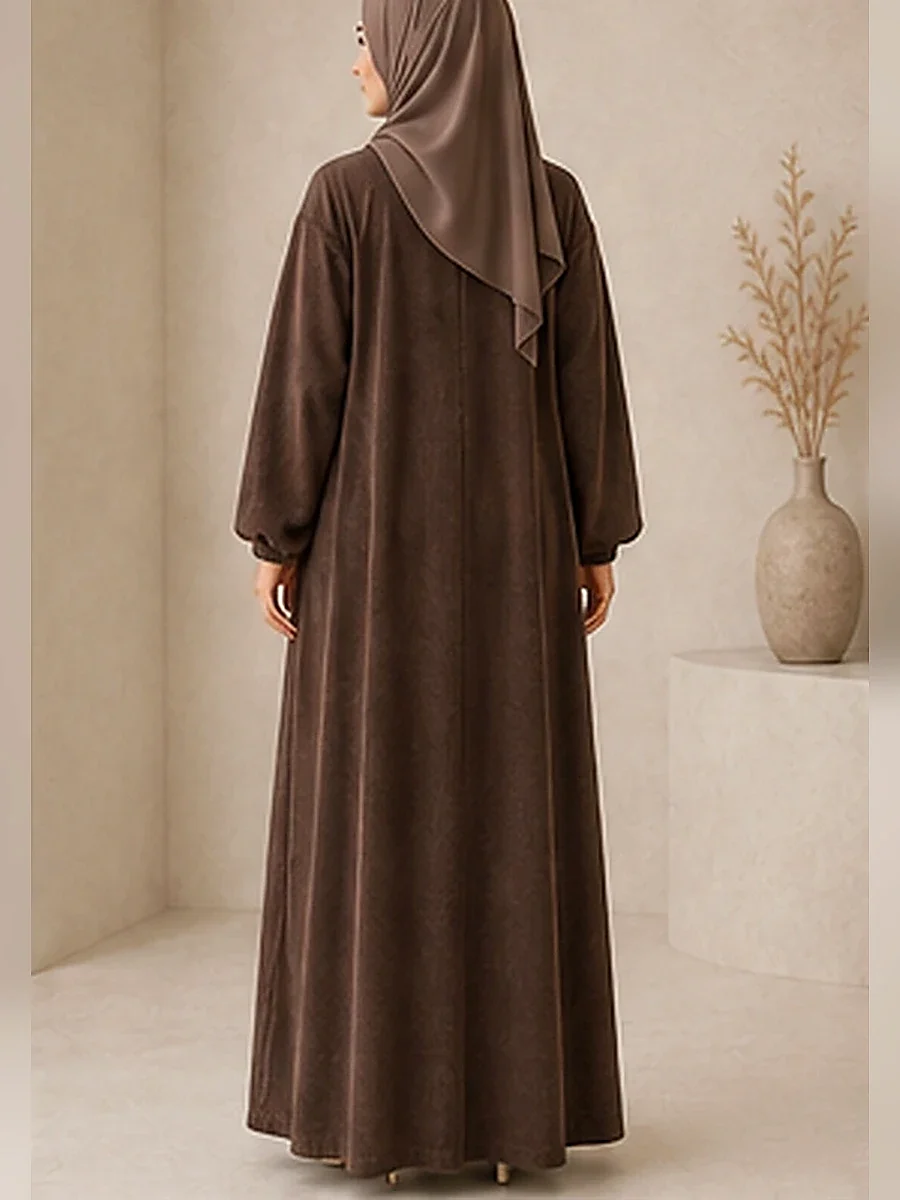 Leya Cord Abaya – Chocolate – Back | ZAVRYNE