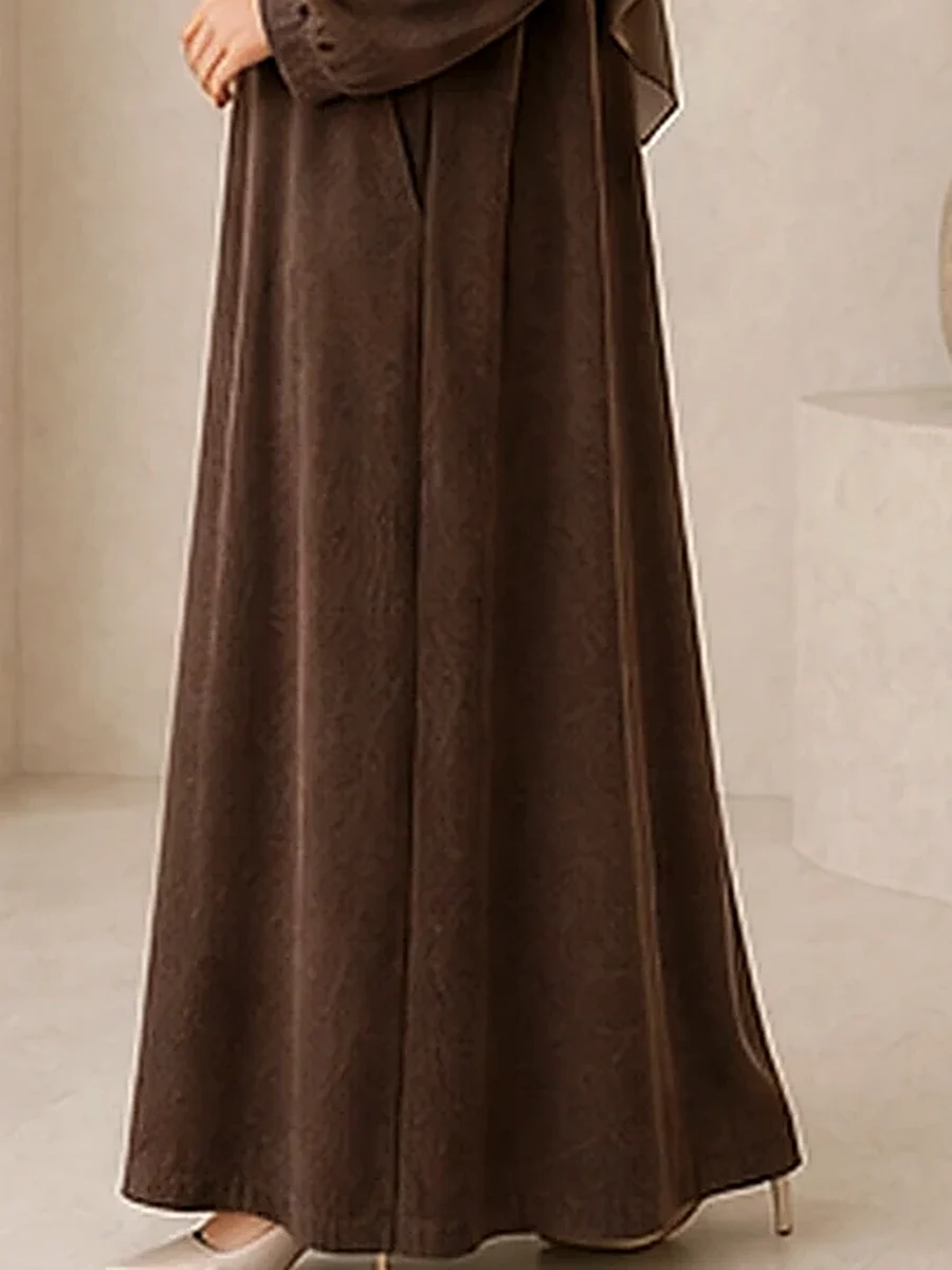 Leya Cord Abaya – Chocolate – Fabric | ZAVRYNE