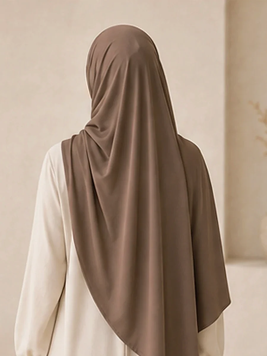 Liquid Jersey Hijab – Mokka – Rückansicht | ZAVRYNE