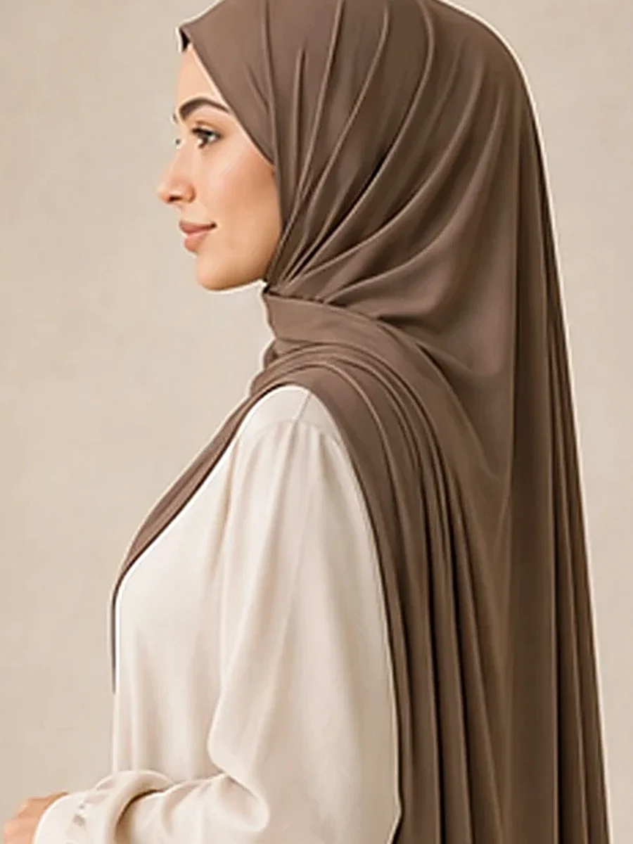 Liquid Jersey Hijab – Mokka – Detailansicht | ZAVRYNE