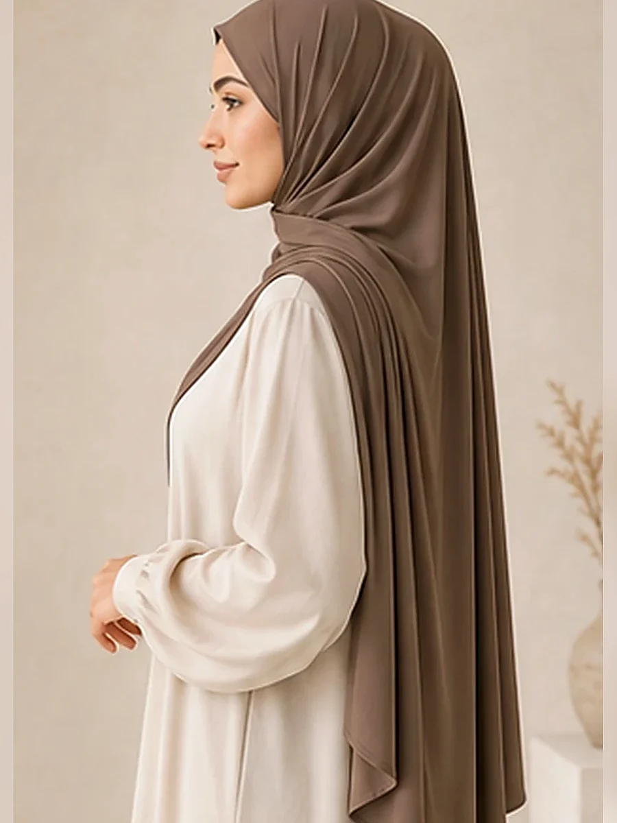Liquid Jersey Hijab – Mokka – Seitenansicht | ZAVRYNE