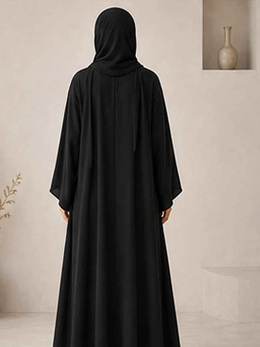 Open Abaya Dubai – Schwarz – Rückansicht | ZAVRYNE