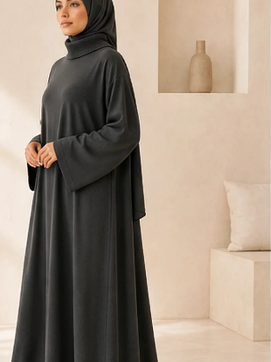 High-Neck Abaya Luna – Anthrazit