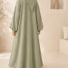 A-Line Jazz Abaya – Pistazie – Detailansicht | ZAVRYNE Deutschland