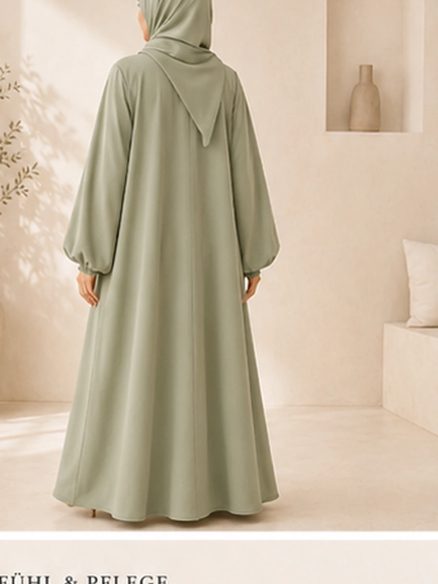 A-Line Jazz Abaya – Pistazie – Detailansicht | ZAVRYNE Deutschland