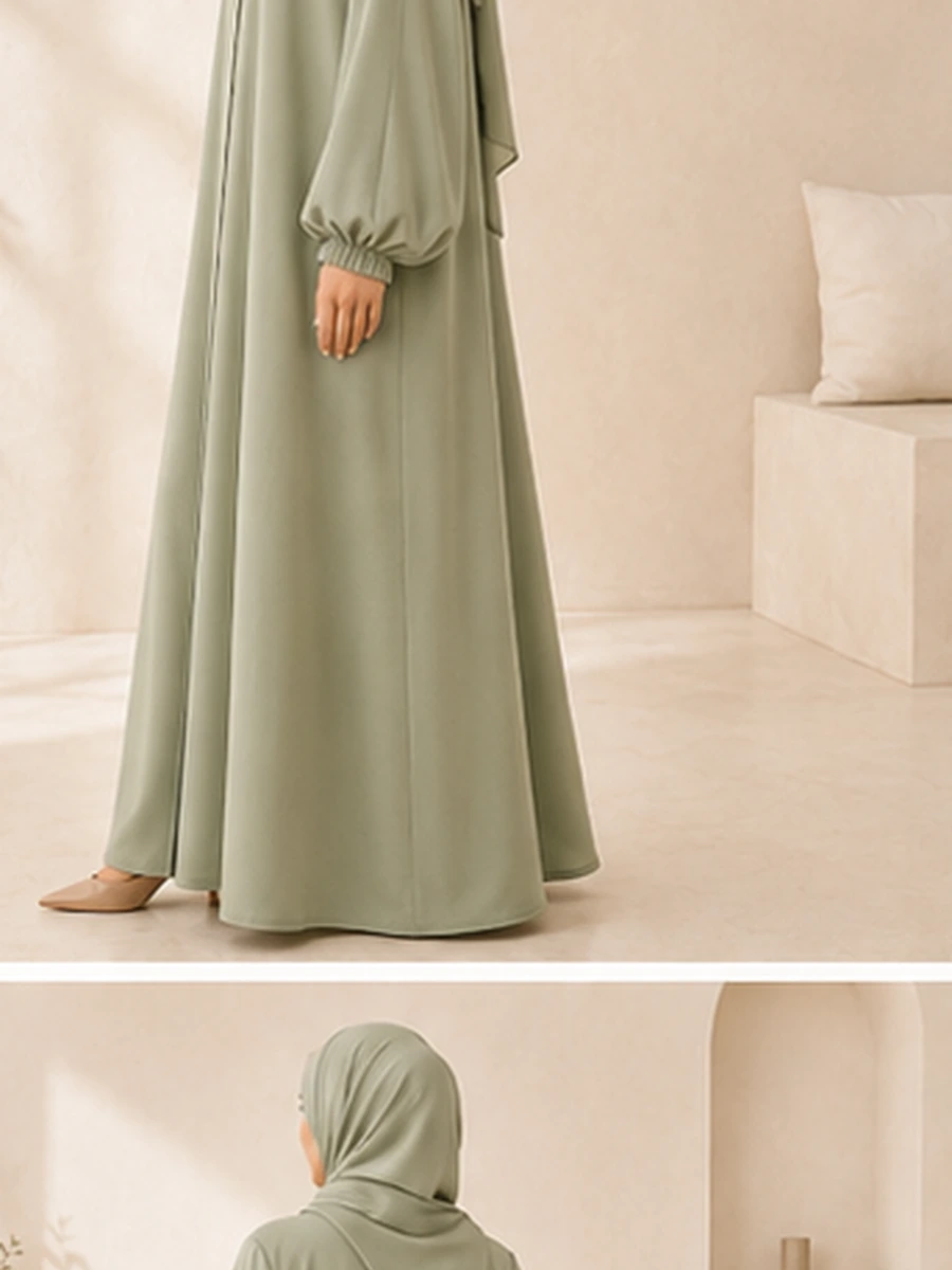 A-Line Jazz Abaya – Pistazie – zweite Ansicht | ZAVRYNE Deutschland