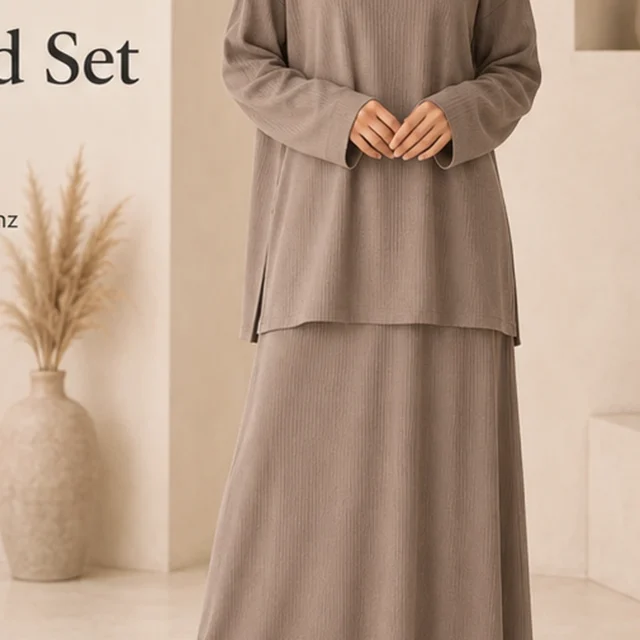 Adora Ribbed Set – Mink – Vorderansicht | ZAVRYNE Deutschland