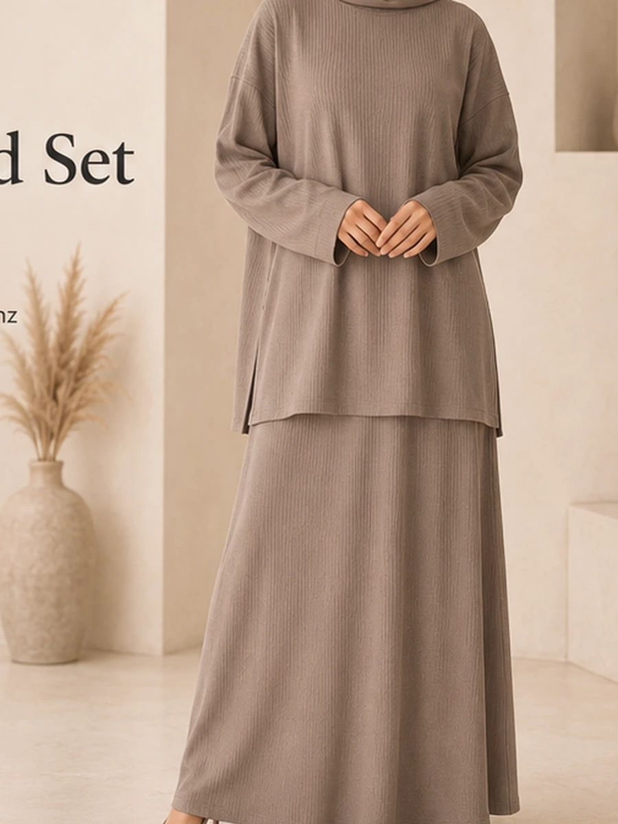 Adora Ribbed Set – Mink – Vorderansicht | ZAVRYNE Deutschland