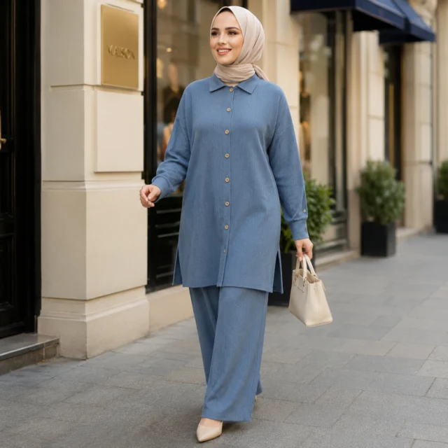 ZAVRYNE Amal – Modest Zweiteiler mit langer Tunika & Wide-Leg Hose