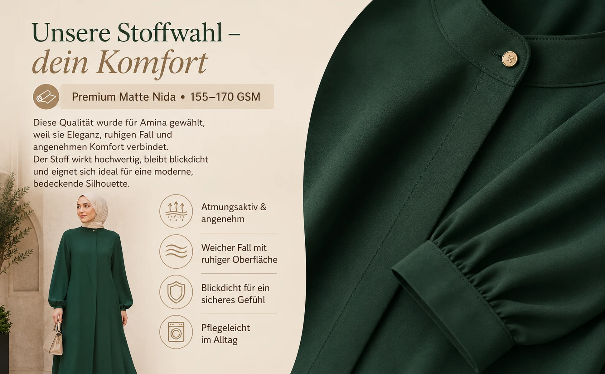 ZAVRYNE Amina – Smaragdgrüne Ballonärmel-Abaya