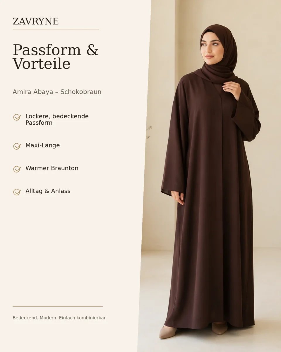 Amira Abaya – Schokobraun – Passform und Vorteile | ZAVRYNE Deutschland