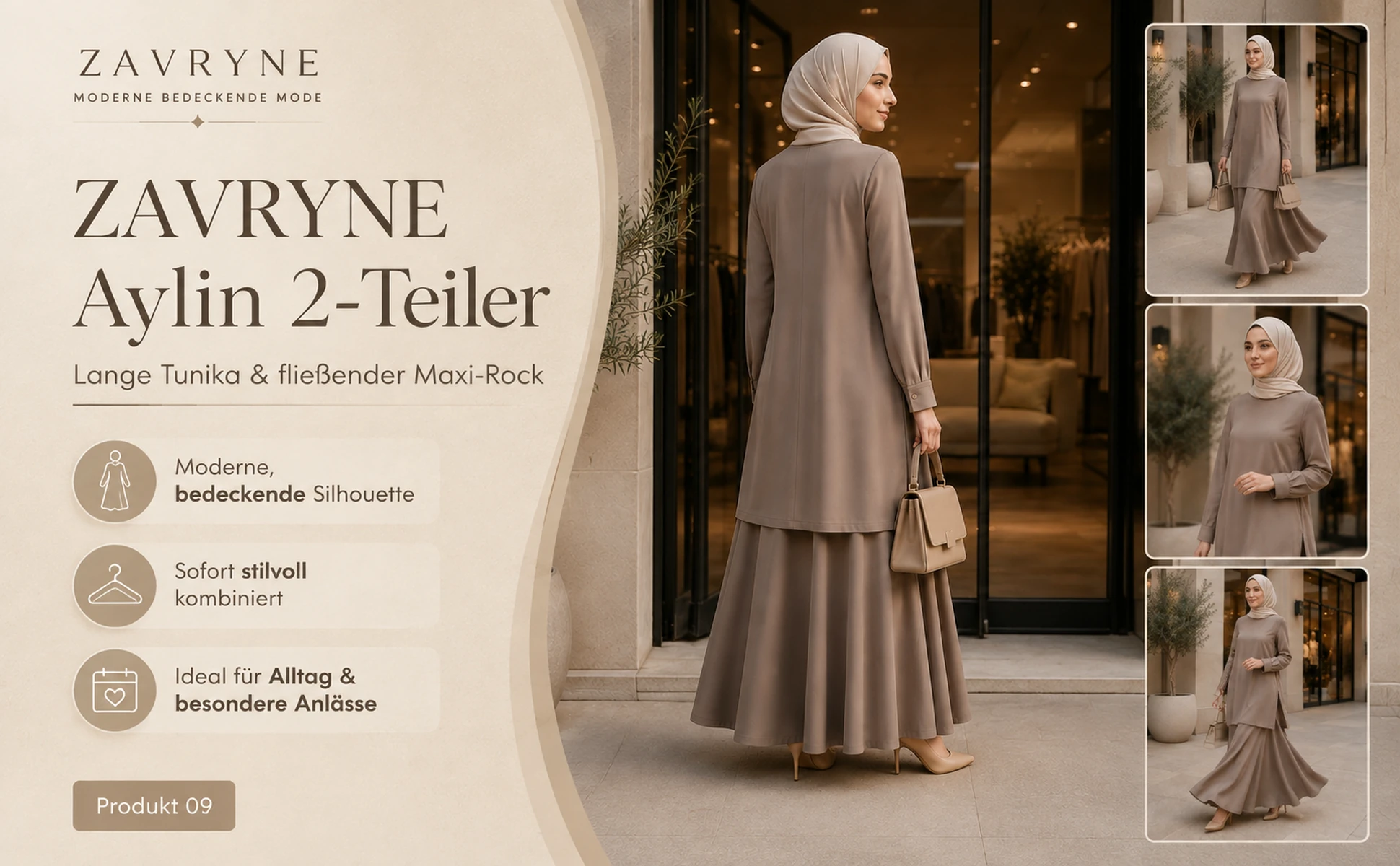 ZAVRYNE Aylin – 2-Teiler mit langer Tunika & fließendem Maxi-Rock
