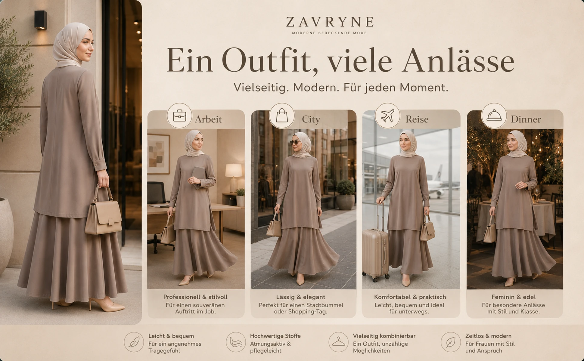 ZAVRYNE Aylin – 2-Teiler mit langer Tunika & fließendem Maxi-Rock