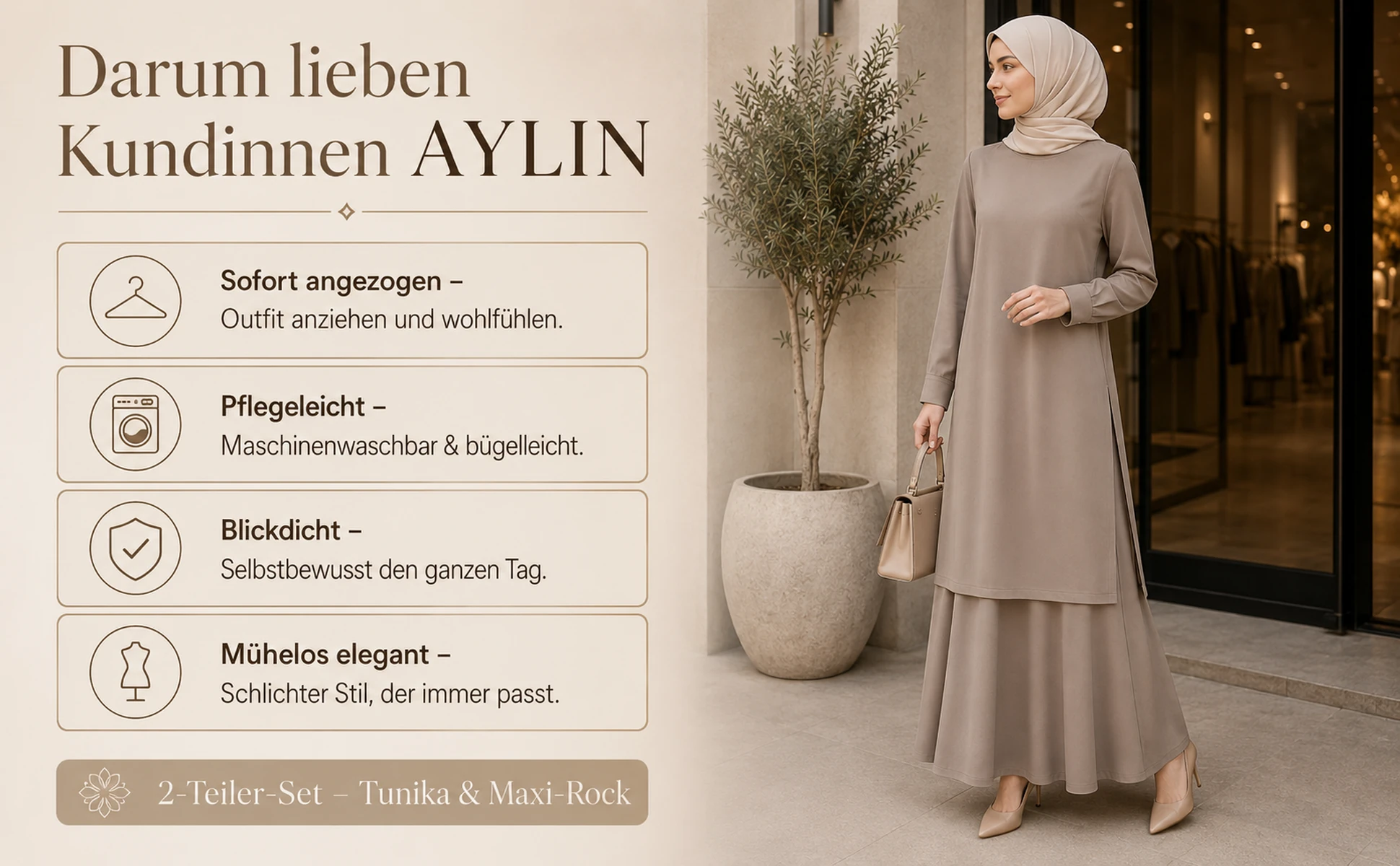 ZAVRYNE Aylin – 2-Teiler mit langer Tunika & fließendem Maxi-Rock