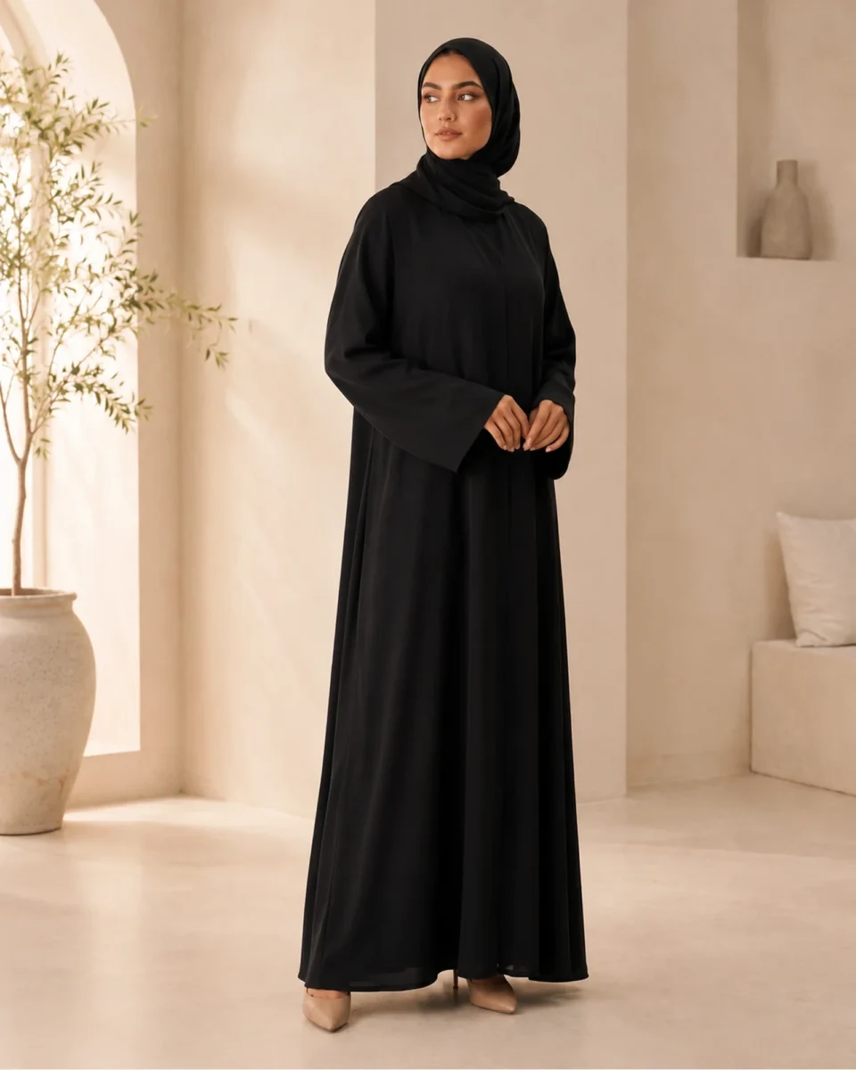 Basic Abaya Sima – Schwarz – zweite Ansicht | ZAVRYNE Deutschland