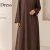 Bella Ribbed Dress – Schokolade – Vorderansicht | ZAVRYNE Deutschland