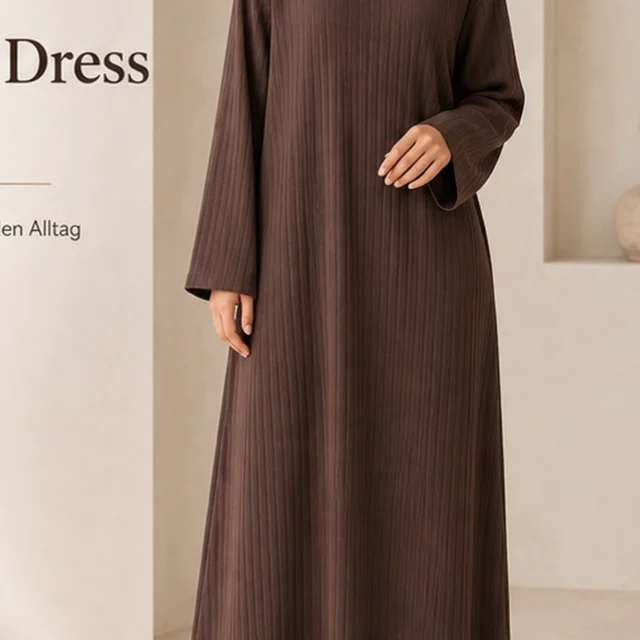 Bella Ribbed Dress – Schokolade