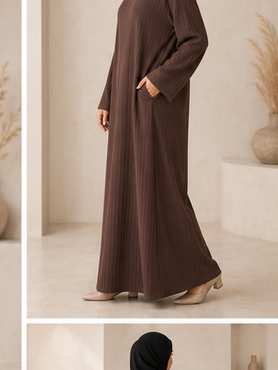 Bella Ribbed Dress – Schokolade – zweite Ansicht | ZAVRYNE Deutschland
