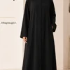 Cotton Abaya Lara – Schwarz – Vorderansicht | ZAVRYNE Deutschland
