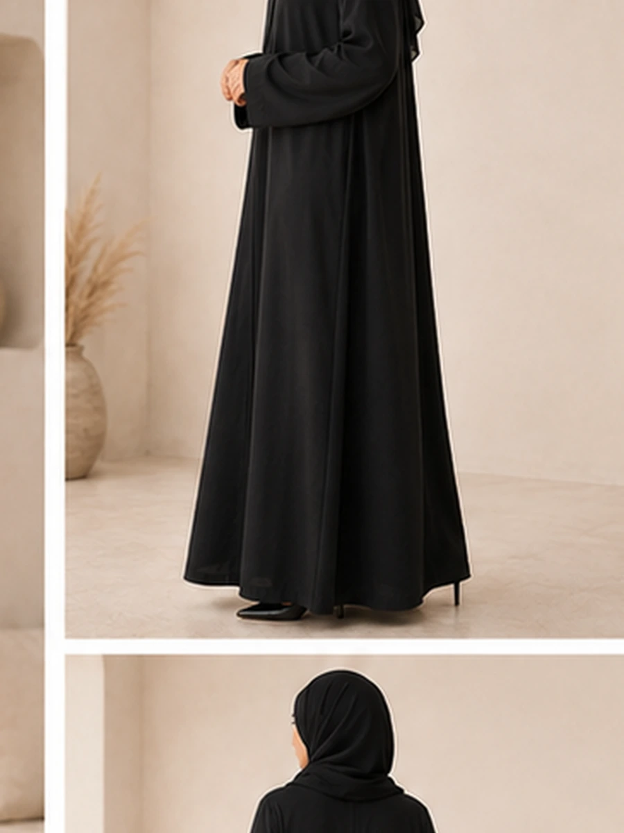 Cotton Abaya Lara – Schwarz – zweite Ansicht | ZAVRYNE Deutschland
