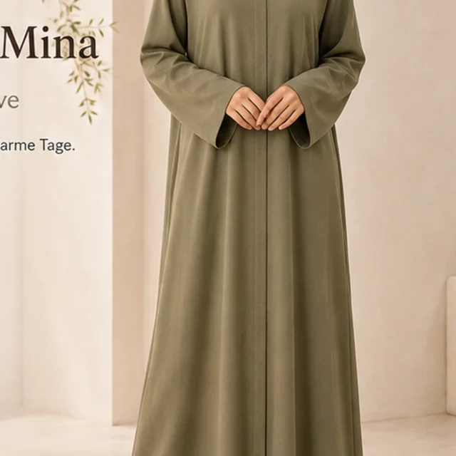 Cotton Abaya Mina – Sommer Olive