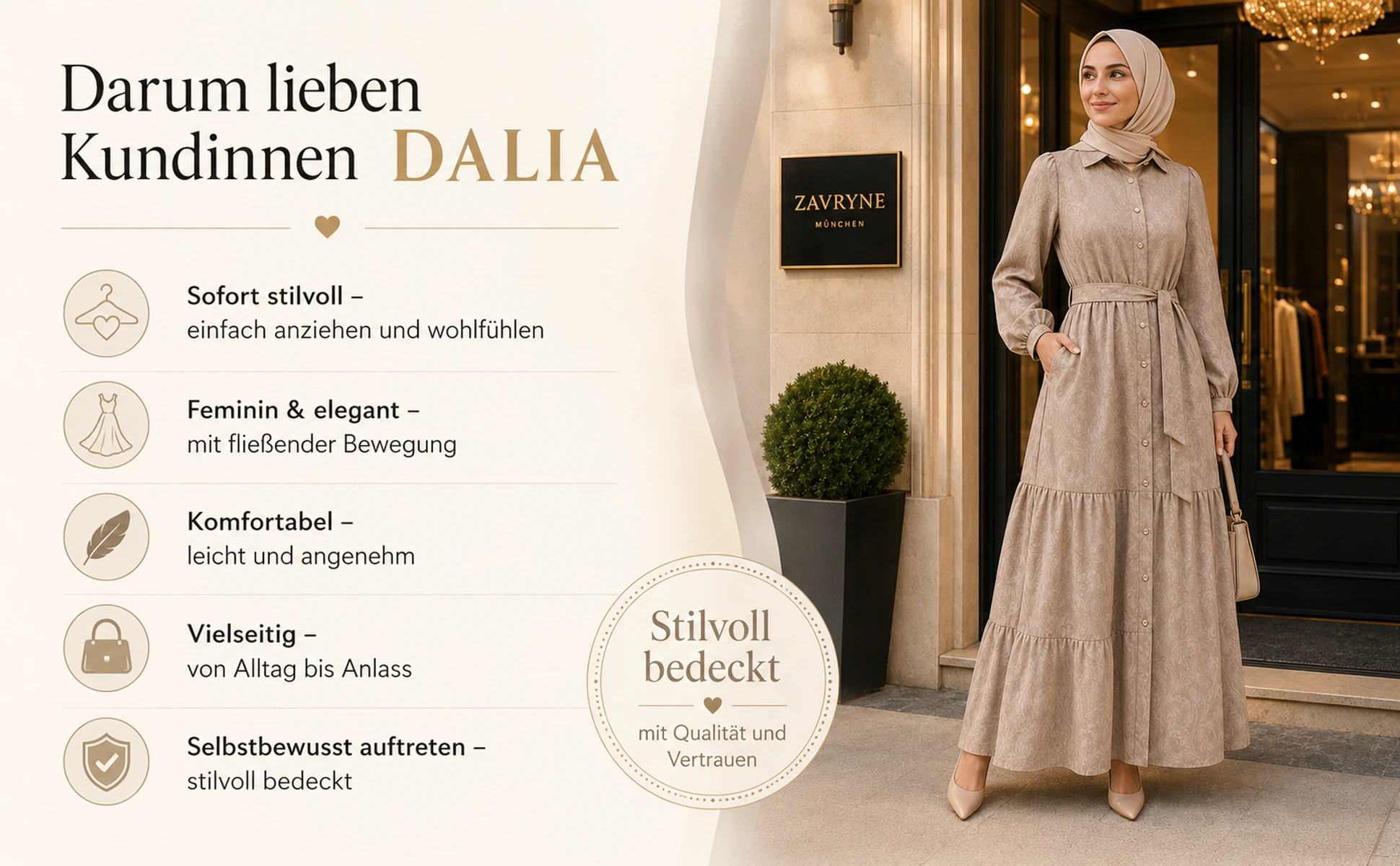 ZAVRYNE Dalia – Jacquard Modest Maxikleid mit Knopfleiste & Bindegürtel