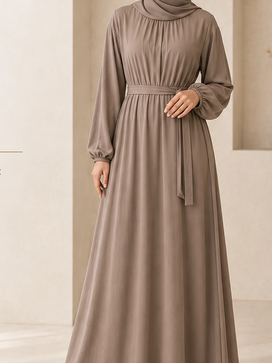 Dalia Dress – Taupe – Vorderansicht | ZAVRYNE Deutschland