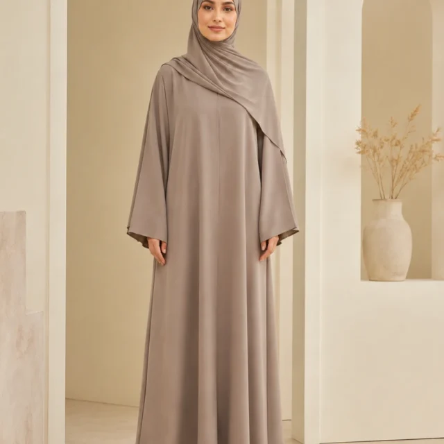 Farah Khimar Set – Greige – Vorderansicht | ZAVRYNE Deutschland