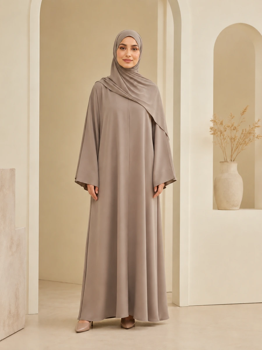 Farah Khimar Set – Greige – Vorderansicht | ZAVRYNE Deutschland