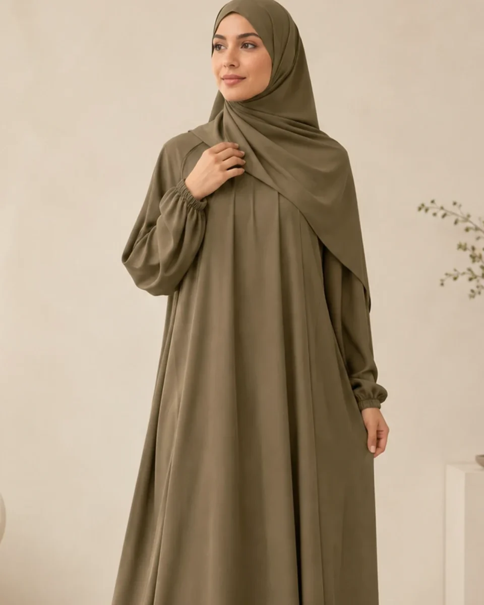 Gebetskleid Safa – Khaki – zweite Ansicht | ZAVRYNE Deutschland