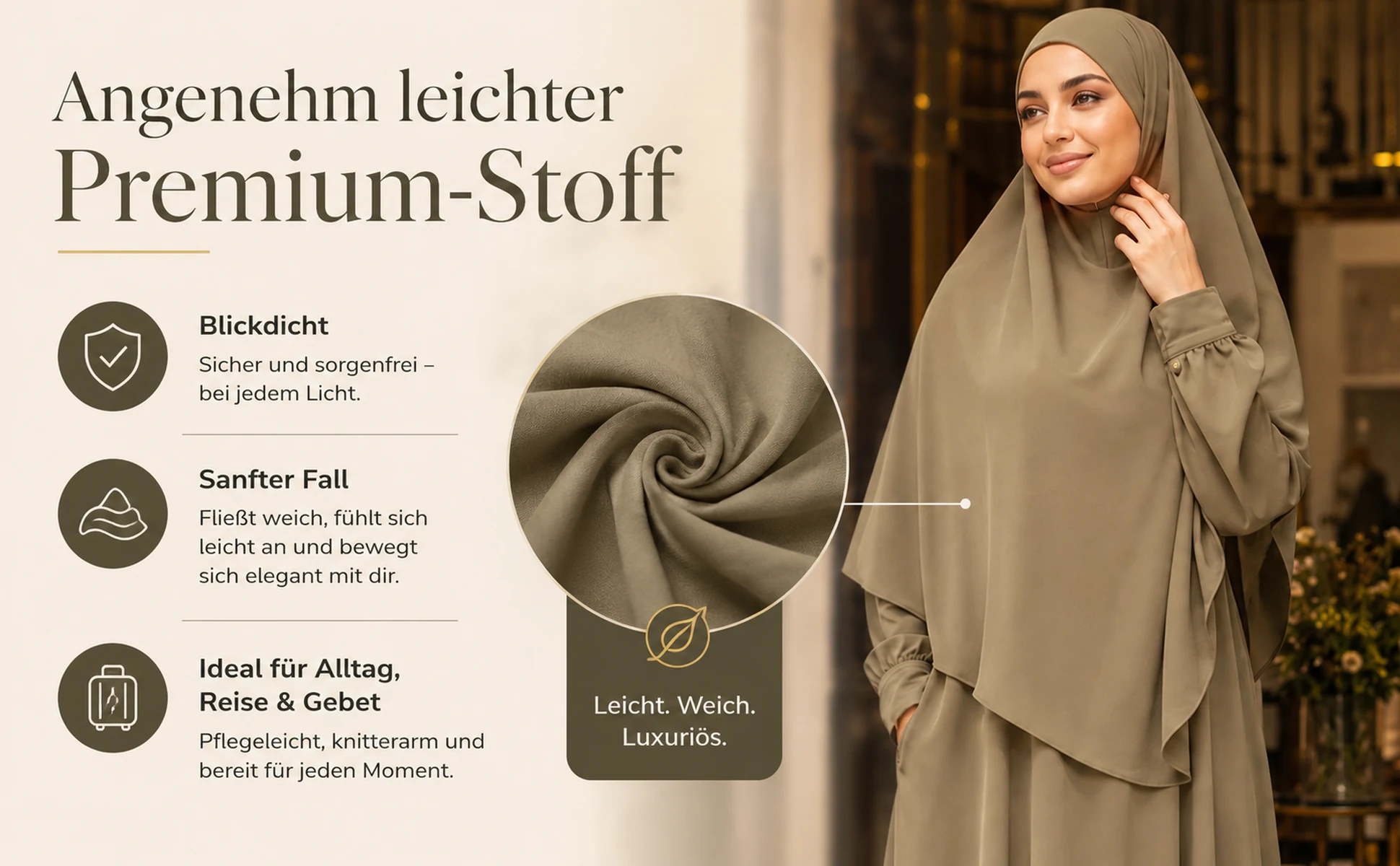 ZAVRYNE Hiba – 2-teiliges Nida Jilbab Set mit Khimar & Taschen