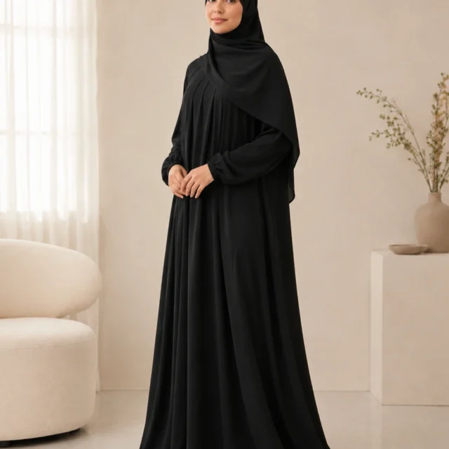 Huda Khimar Set – Schwarz – Vorderansicht | ZAVRYNE Deutschland