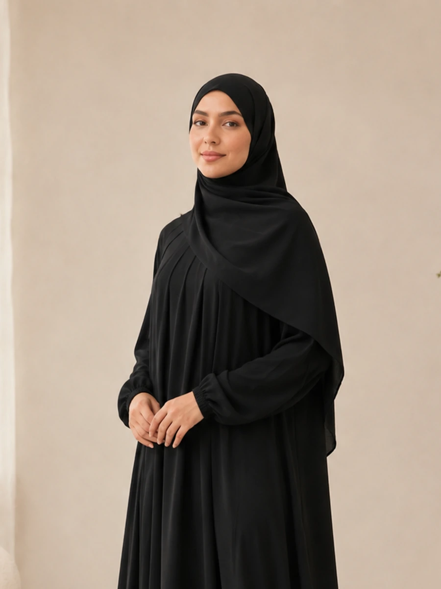 Huda Khimar Set – Schwarz – zweite Ansicht | ZAVRYNE Deutschland