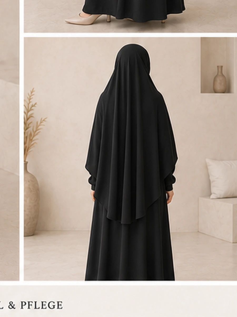 Jazz Khimar Set Marwa – Schwarz – Detailansicht | ZAVRYNE Deutschland