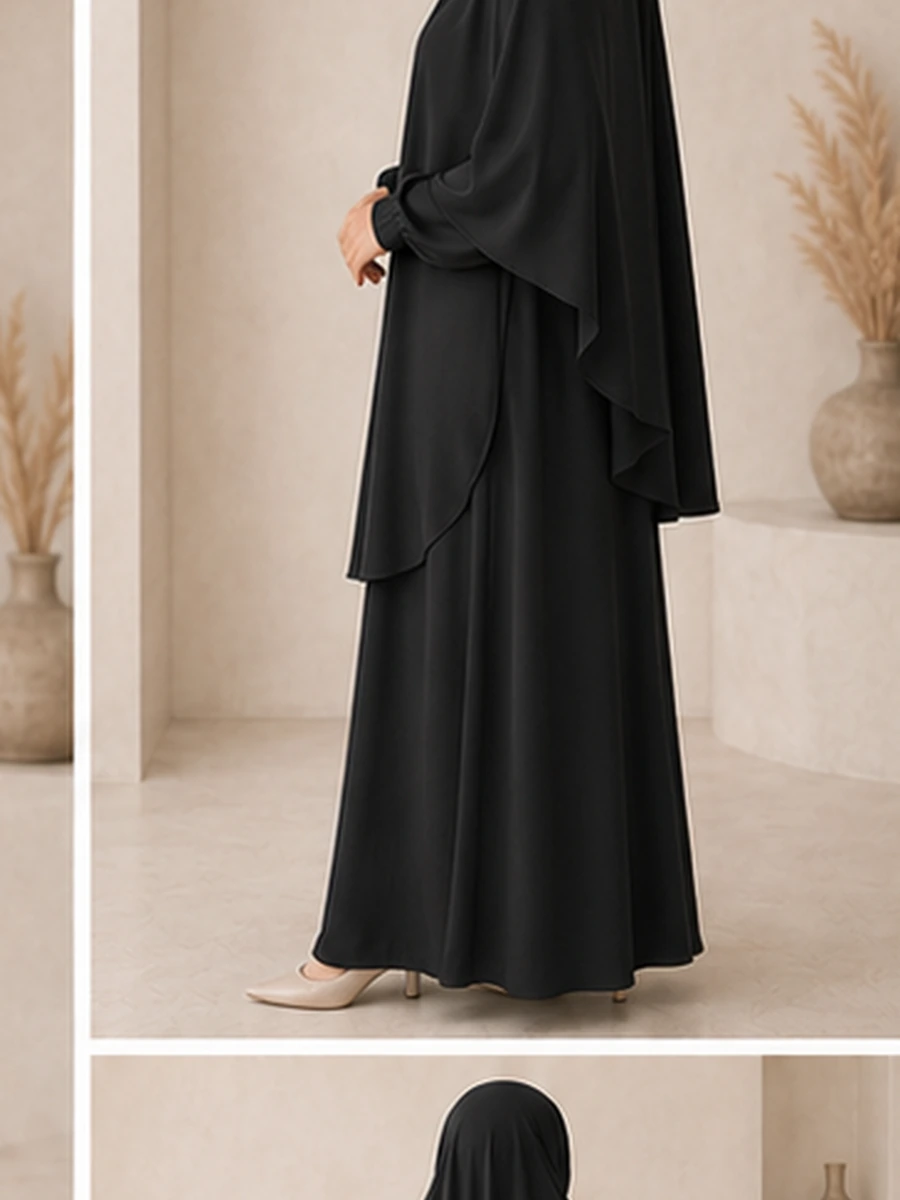 Jazz Khimar Set Marwa – Schwarz – zweite Ansicht | ZAVRYNE Deutschland