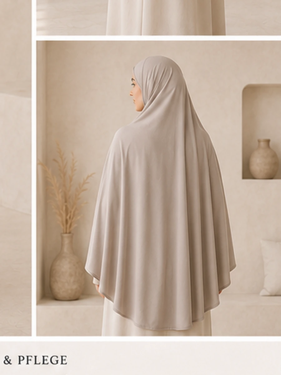 Jersey Bamboo Khimar Medium – Stone – Detailansicht | ZAVRYNE Deutschland