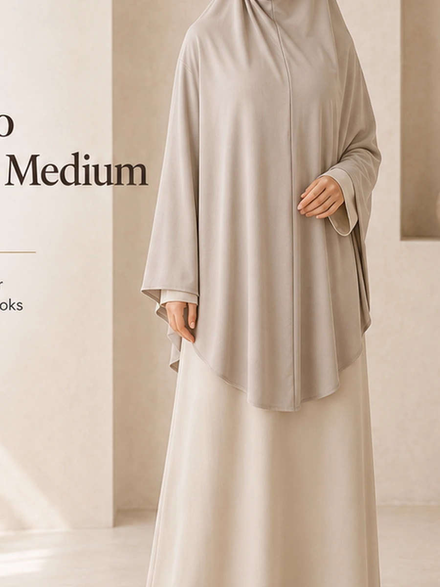 Jersey Bamboo Khimar Medium – Stone – Vorderansicht | ZAVRYNE Deutschland