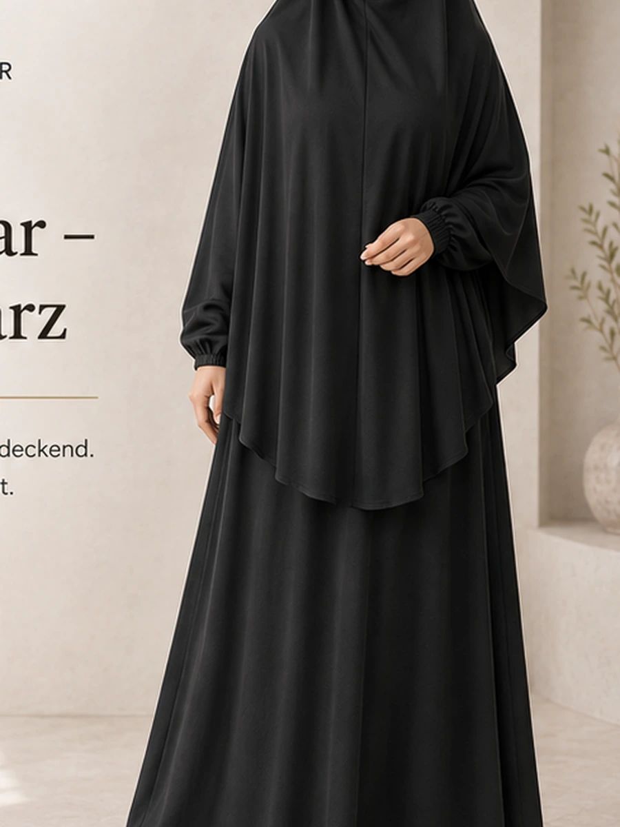 Jersey Khimar – Schwarz – Vorderansicht | ZAVRYNE Deutschland